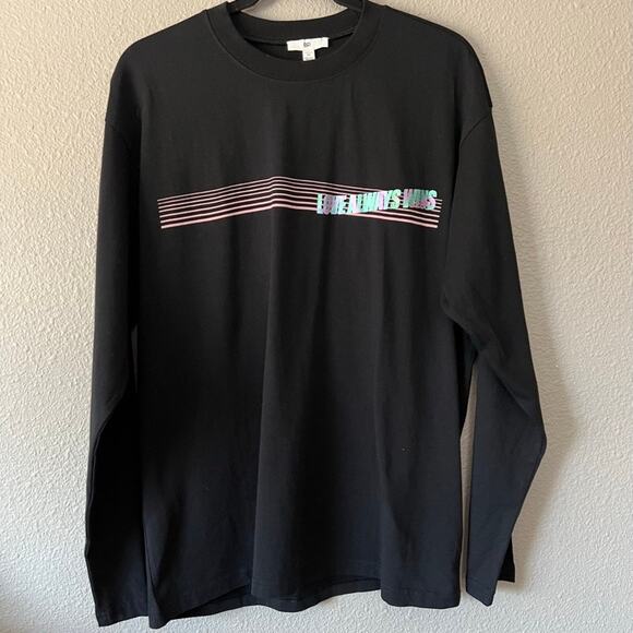 Bp. Love Always Wins Pride Black Graphic T-Shirt Long Sleeve Crew Neck Medium - Picture 1 of 7